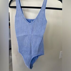 Aura Blue Ribbed Bodysuit